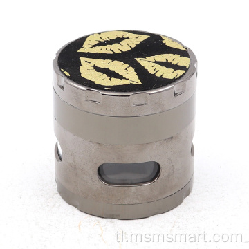 Hexagonal side sticker PU four-layer cigarette grinder